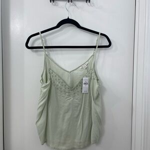 American Eagle Outfitters Light Green Lace Tank Top